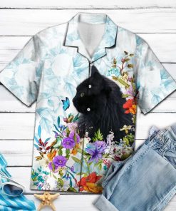 Black cat flower hawaiian shirt 3