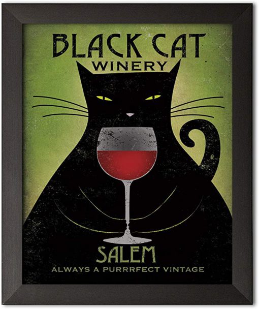 Black cat winery salem always a purrrfect vintage poster 1