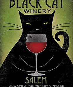 Black cat winery salem always a purrrfect vintage poster 3
