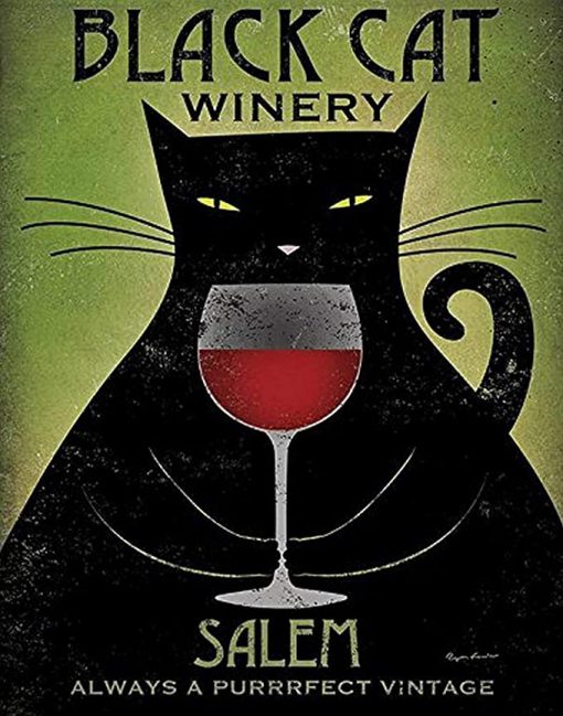 Black cat winery salem always a purrrfect vintage poster 3