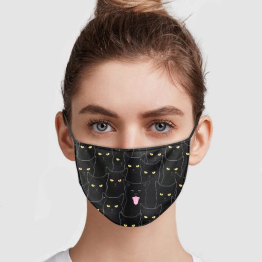 Black cats pattern anti pollution face mask 1