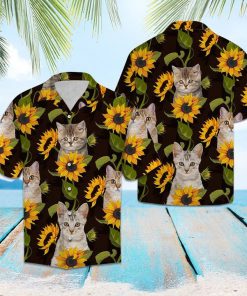 Cat and sunflower hawaiian shirt 2