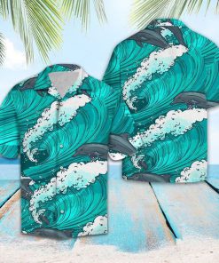 Dolphin wave beach tropical shirt 1
