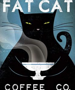 Fat cat coffee cafe company black cat poster 1