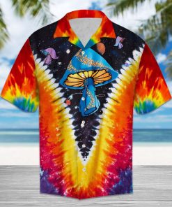 Hippie mushroom tie dye hawaiian shirt 1