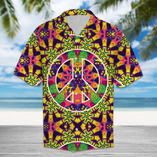 Hippie peace symbol hawaiian shirt 1