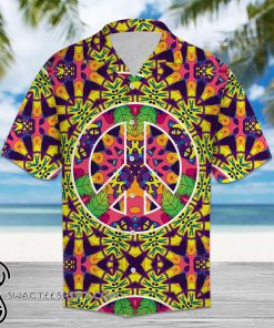 Hippie peace symbol hawaiian shirt