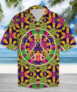 Hippie peace symbol hawaiian shirt 3