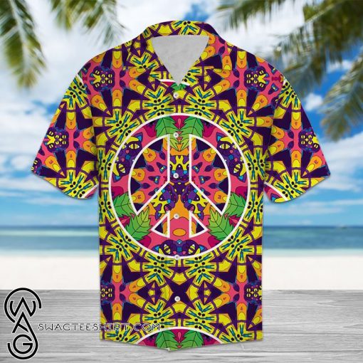 Hippie peace symbol hawaiian shirt