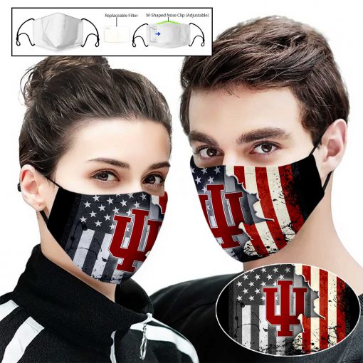Indiana hoosiers american flag full printing face mask 1