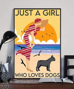 Just a girl who loves dogs beach girl with french bulldog poster