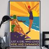 Just a girl who loves wine and swimming summer poster