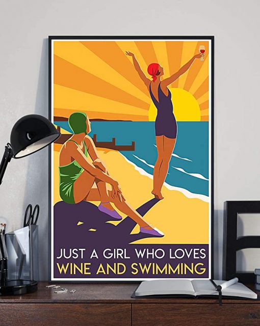 Just a girl who loves wine and swimming summer poster 4