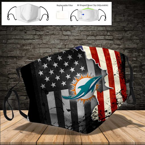 Miami dolphins american flag full printing face mask 3