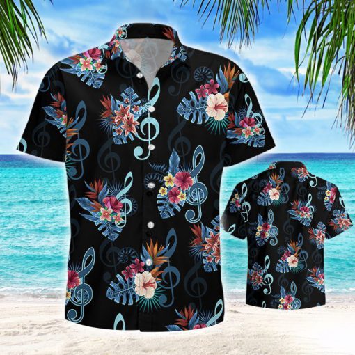 Music note and flower hawaiian shirt 1