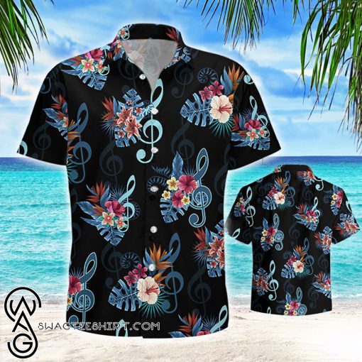 Music note and flower hawaiian shirt