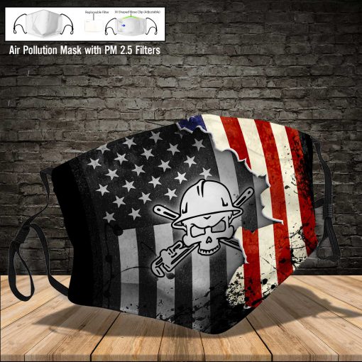 Pipe fitter american flag full printing face mask 3