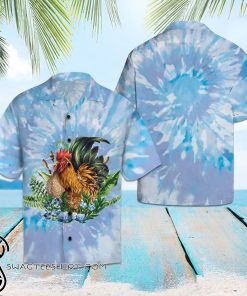 Rooster tie dye hawaiian shirt