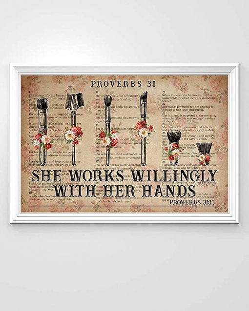 She works wiliingly with her hands makeup tools flowers dictionary poster 3