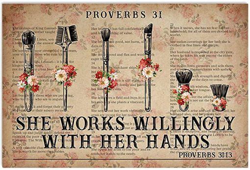 She works wiliingly with her hands makeup tools flowers dictionary poster 4