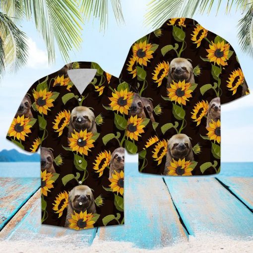 Sloth and sunflower hawaiian shirt 1