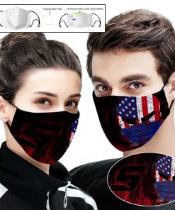 Snap on american flag skull full printing face mask 1
