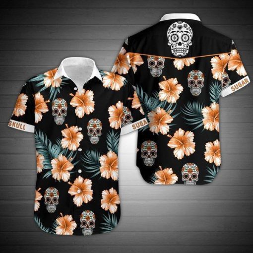 Sugar skull and floral hawaiian shirt 2
