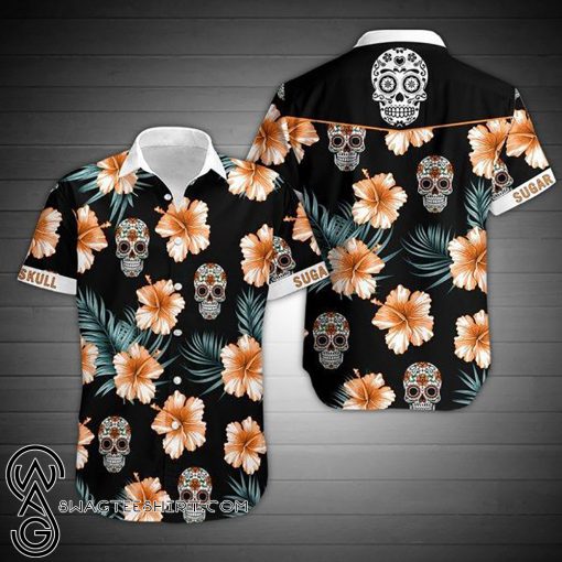 Sugar skull and floral hawaiian shirt