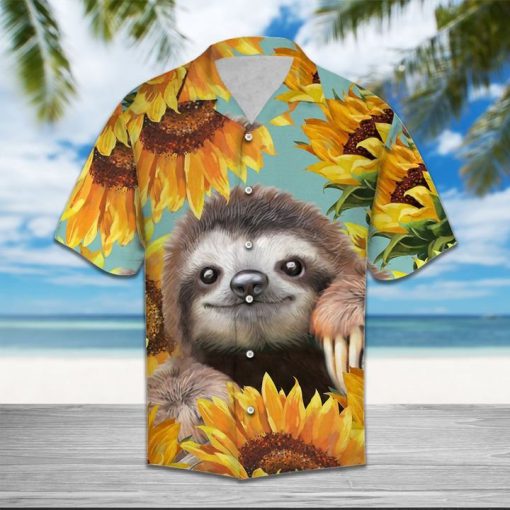 Sunflower and sloth hawaiian shirt 1