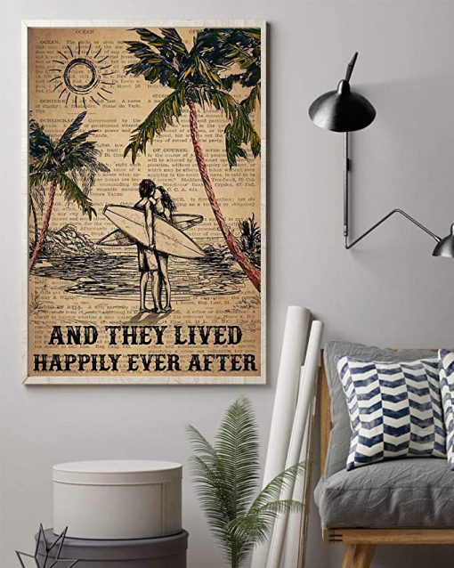Surfing and they lived happily ever after surfing couple dictionary poster 1