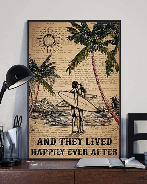 Surfing and they lived happily ever after surfing couple dictionary poster 4