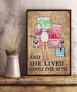 Travelling girl and she lived happily ever after dictionary background poster 3