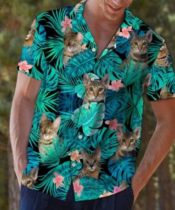 Tropical cat and flower hawaiian shirt 2