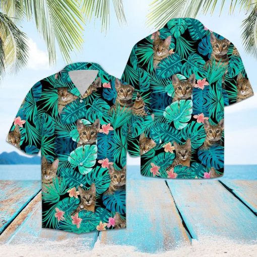 Tropical cat and flower hawaiian shirt 4
