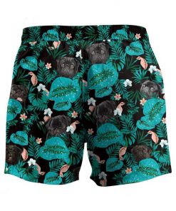 Tropical pug dog hawaiian shorts 1