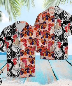 Tropical rooster floral hawaiian shirt
