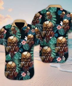 Tropical skull floral hawaiian shirt 1