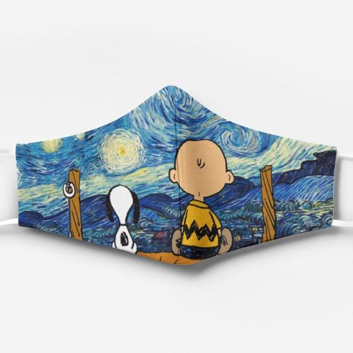 Vincent van gogh starry night snoopy and charlie brown full printing face mask 2