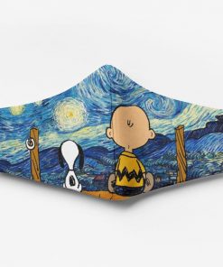 Vincent van gogh starry night snoopy and charlie brown full printing face mask 4