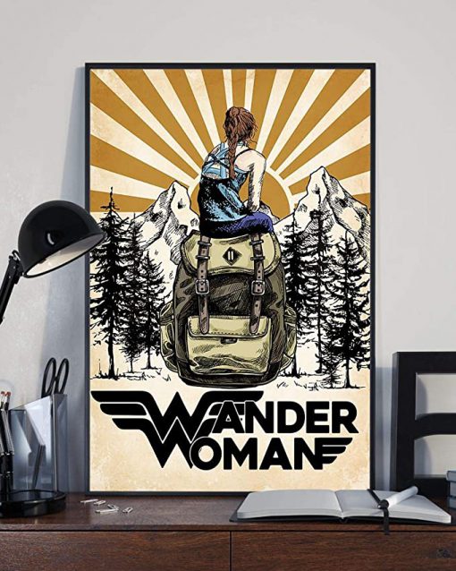 Wander woman camping retro sun poster 2