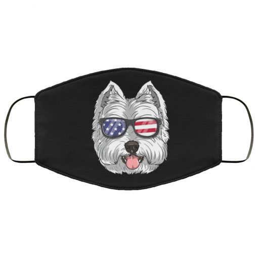 West highland white terrier dog 4th of july american westie usa flag face mask 1