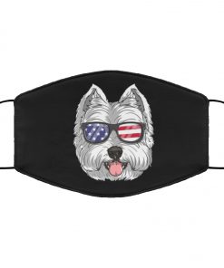 West highland white terrier dog 4th of july american westie usa flag face mask 2