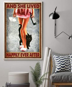 Wine and black cat and she lived happily ever after poster 1