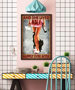 Wine and black cat and she lived happily ever after poster 2