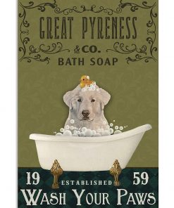 bath soap company great pyreness wash your paws vintage poster 1