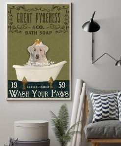 bath soap company great pyreness wash your paws vintage poster 2
