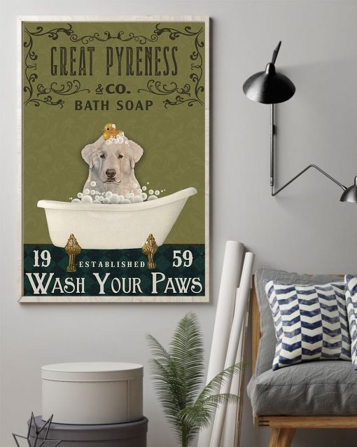 bath soap company great pyreness wash your paws vintage poster 2