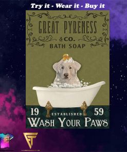 bath soap company great pyreness wash your paws vintage poster
