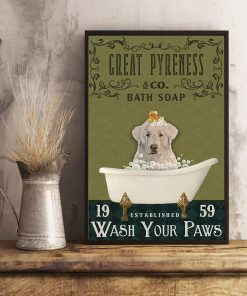 bath soap company great pyreness wash your paws vintage poster 3