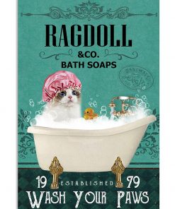 bath soap company ragdoll wash your paws cat vintage poster 1